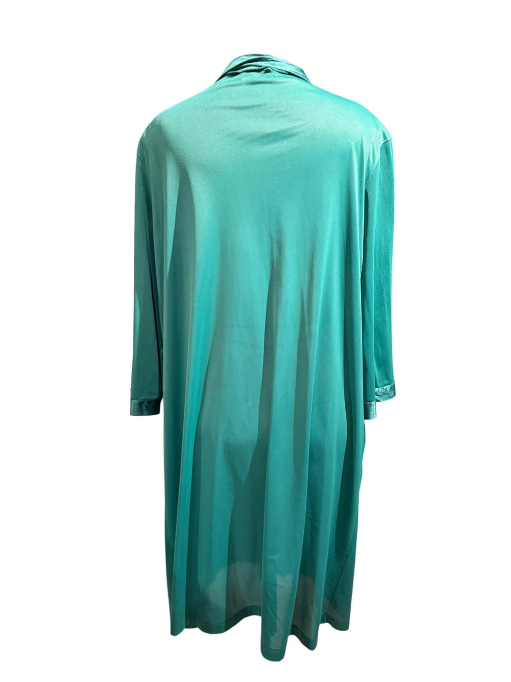 Vanity Fair Vintage Green Long Sheer Robe with Lace Detail