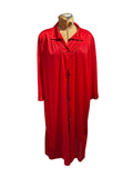 Vintage Red Long Button-Up Satin Robe