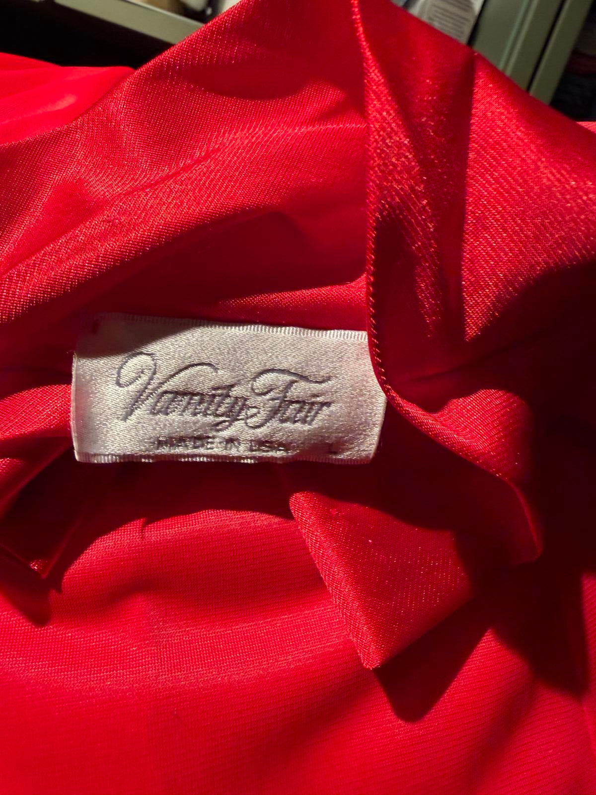 Vintage Red Long Button-Up Satin Robe