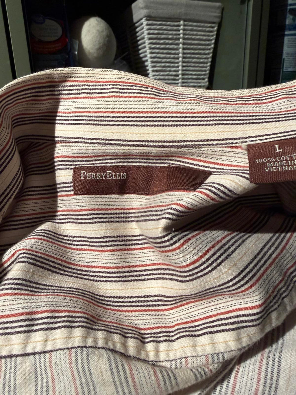 Perry Ellis Long Sleeve Striped Button-Up Shirt