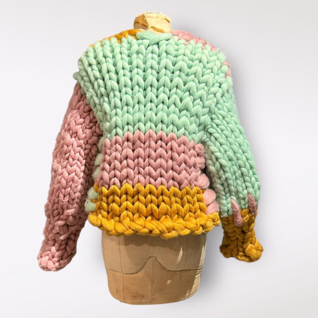 Hope Macaulay Chunky Colorblock Hand-Knit Cardigan Sweater
