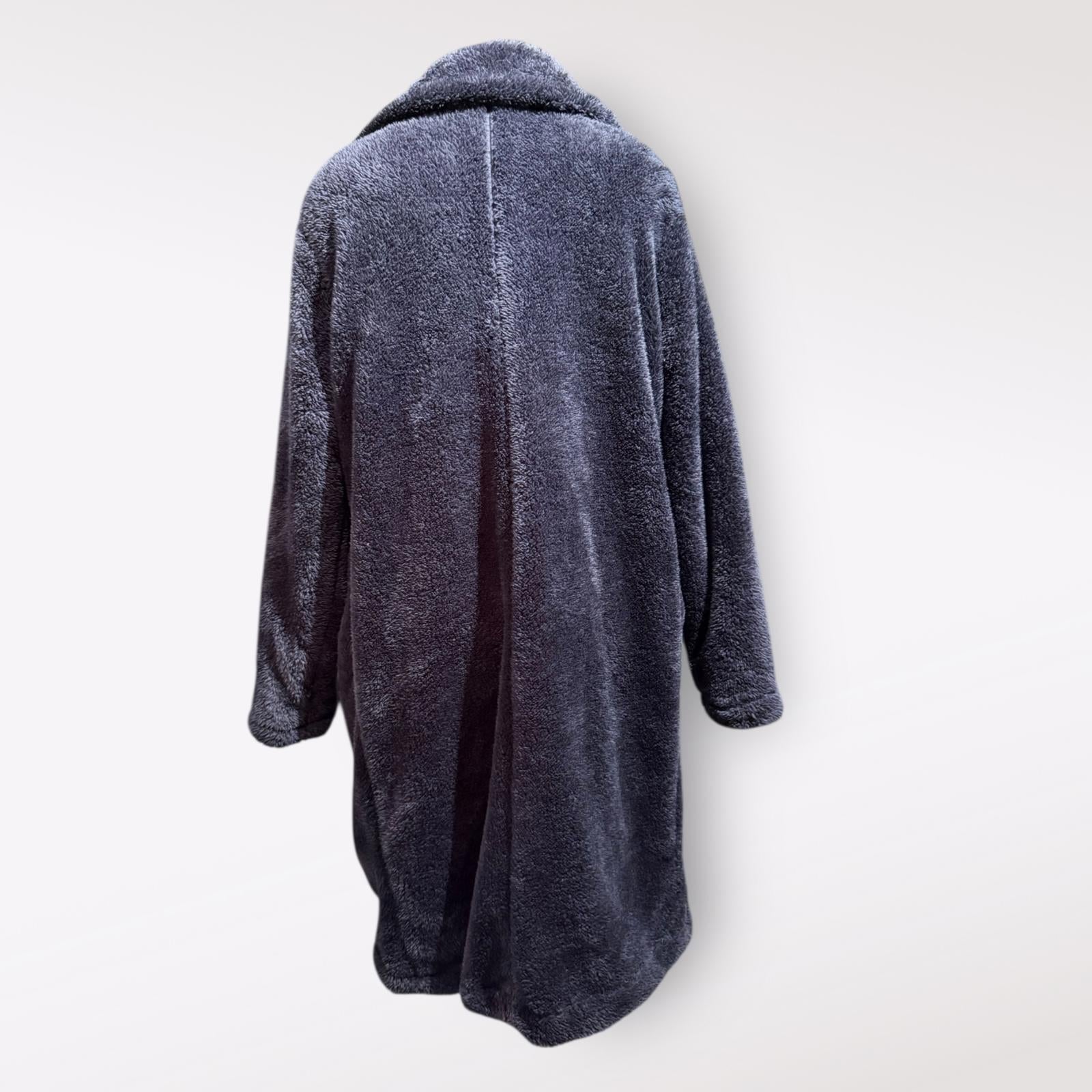 Angashion Dark Blue Long Plush Teddy Coat