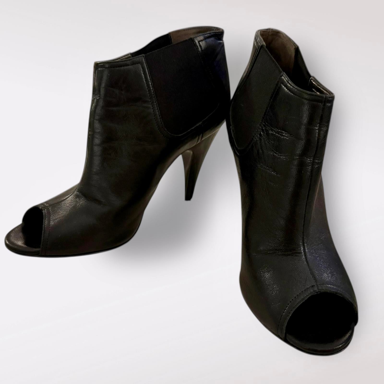 Michael Kors Leather Peep Toe Ankle Boots Heels