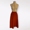 Country Suburbans Vintage Rust Orange Midi Skirt with High Waist