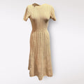 Zoe and Claire Cream Knit Midi Dress with Short Sleeves