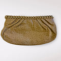 Danielle Nicole Ostrich Embossed Leather Clutch Gold Chain