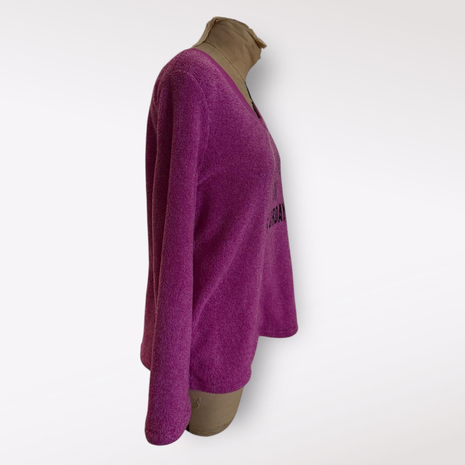 Purple Long Sleeve Sweater with 'Waiting For Saturday' Text
