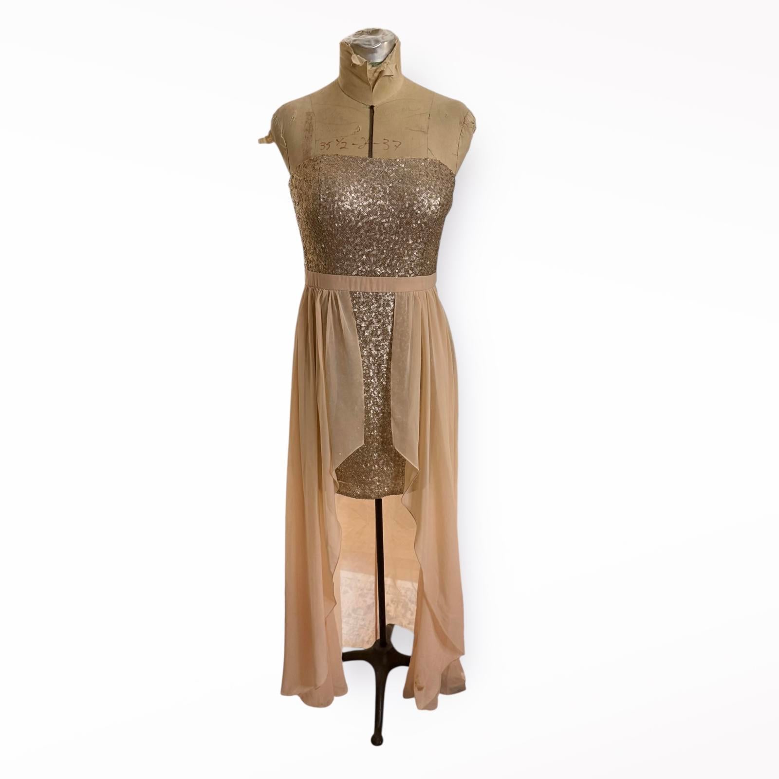 Aiden Mattox Strapless Chiffon Overlay Hi-Lo Dress Size