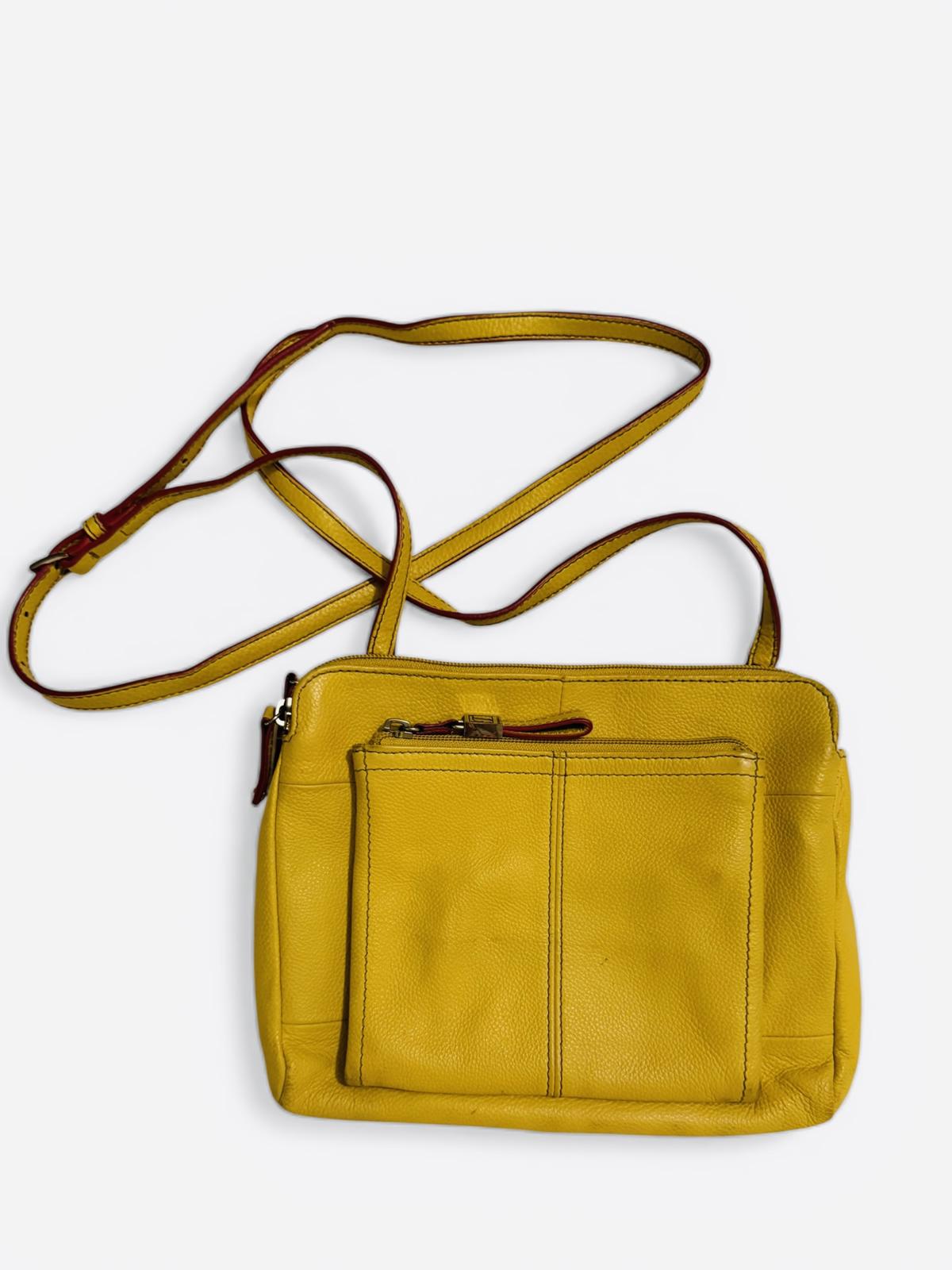 Tignanello Yellow Leather Crossbody Bag