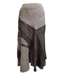 Gray and Black Patchwork Wool Blend Skirt