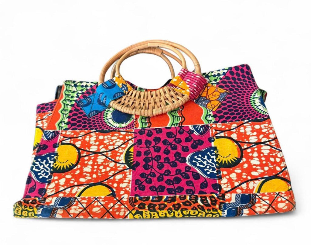 African Print Handbag Tote Large 16x12x6