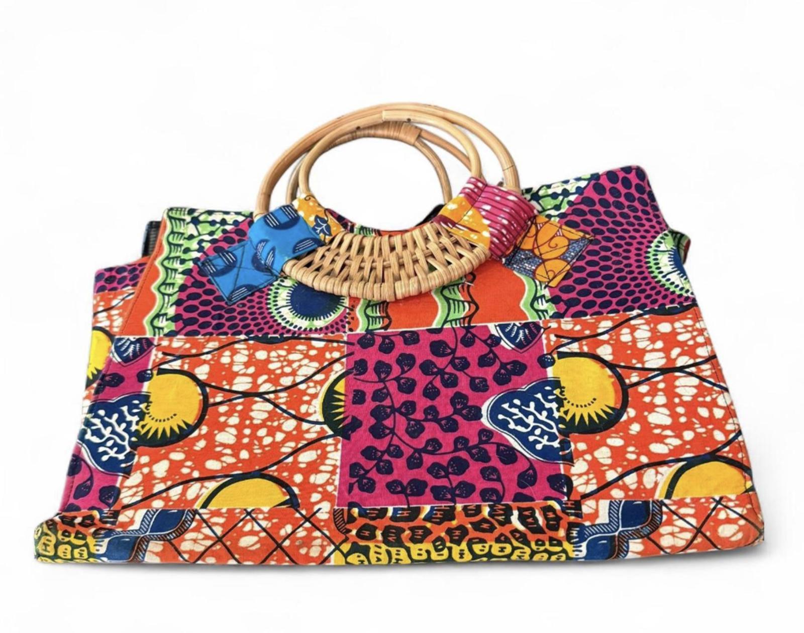 African Print Handbag Tote Large 16x12x6