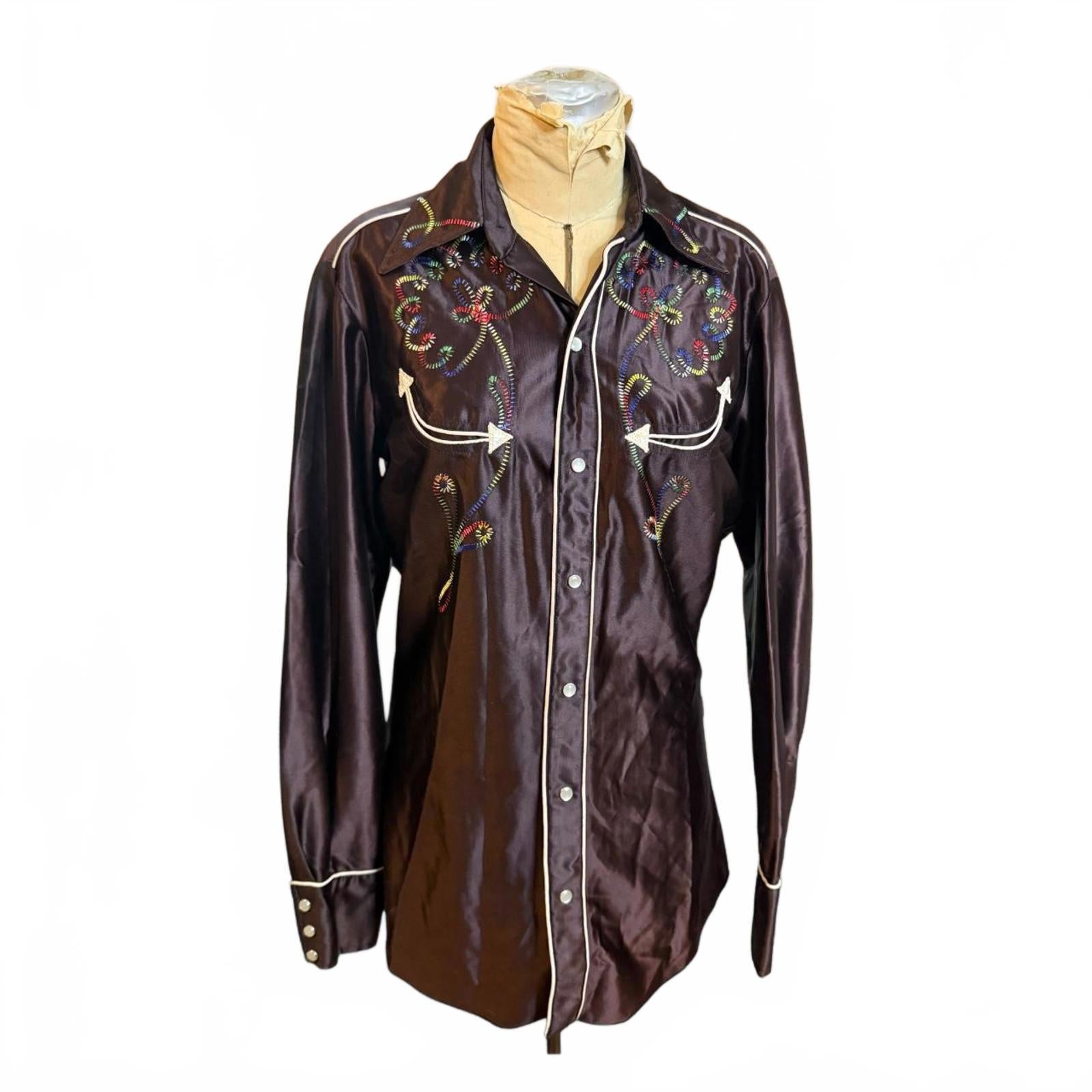 California Ranchwear Brown Western Button-Up Shirt RARE