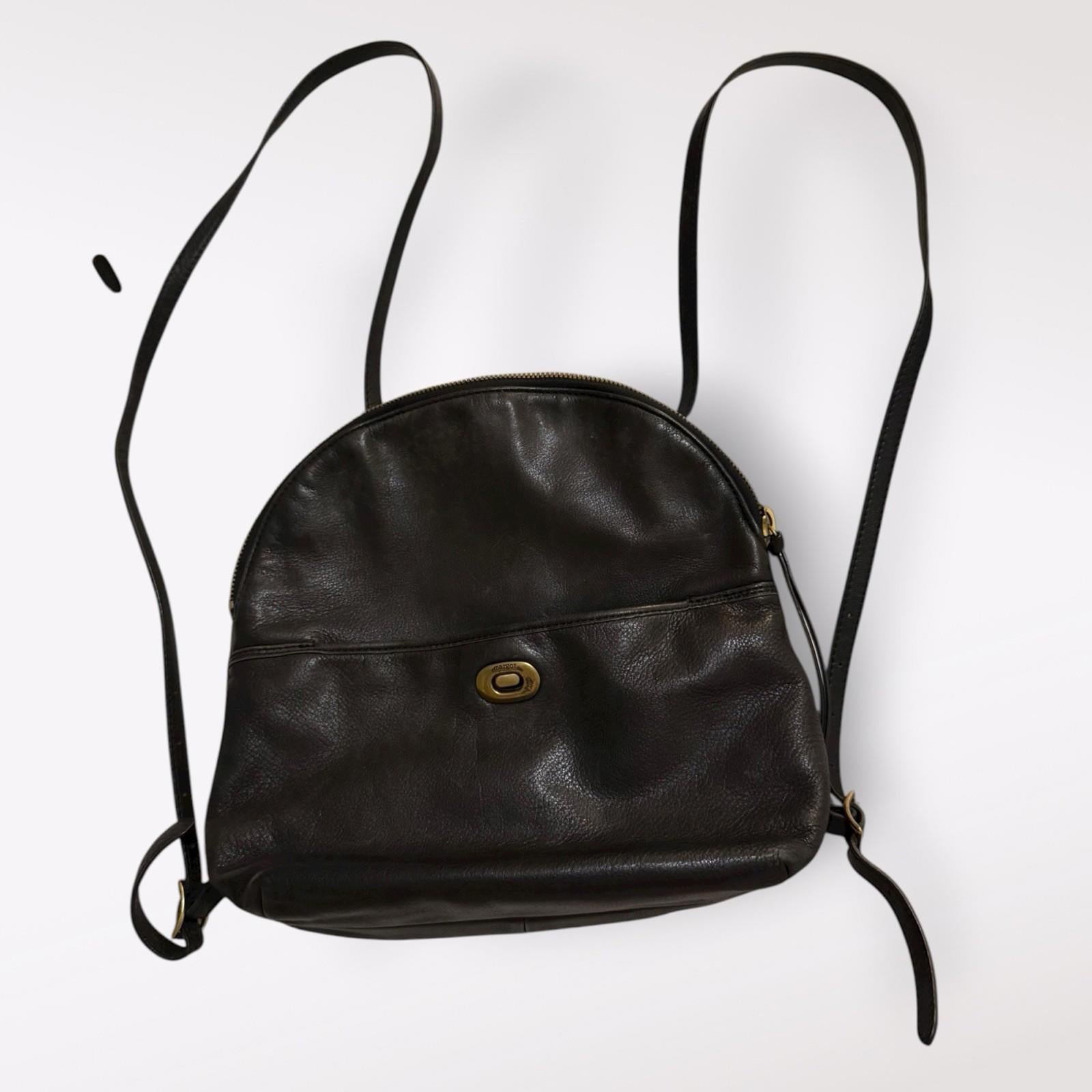 Margot Camille Black Leather Turn Lock Backpack