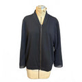 Le Gali Black Zip-Up Jacket with Lace Trim Sleeves