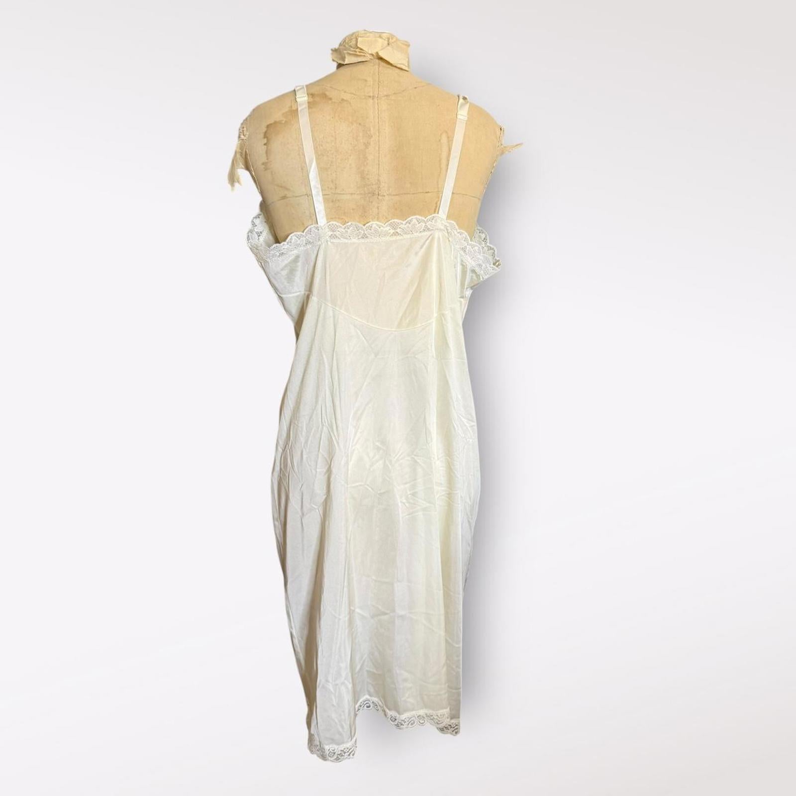 Vintage White Lace Trim Slip Dress