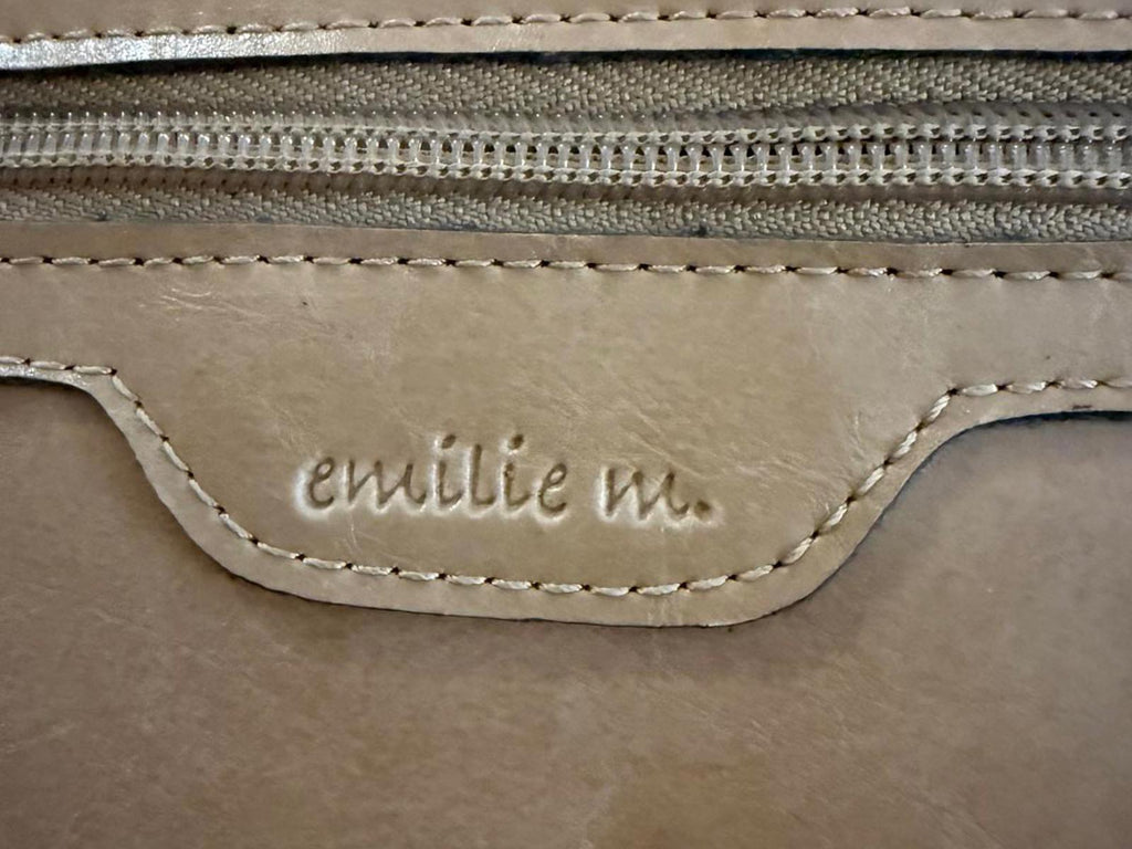 Emilie M. Beige Leather Tote Bag