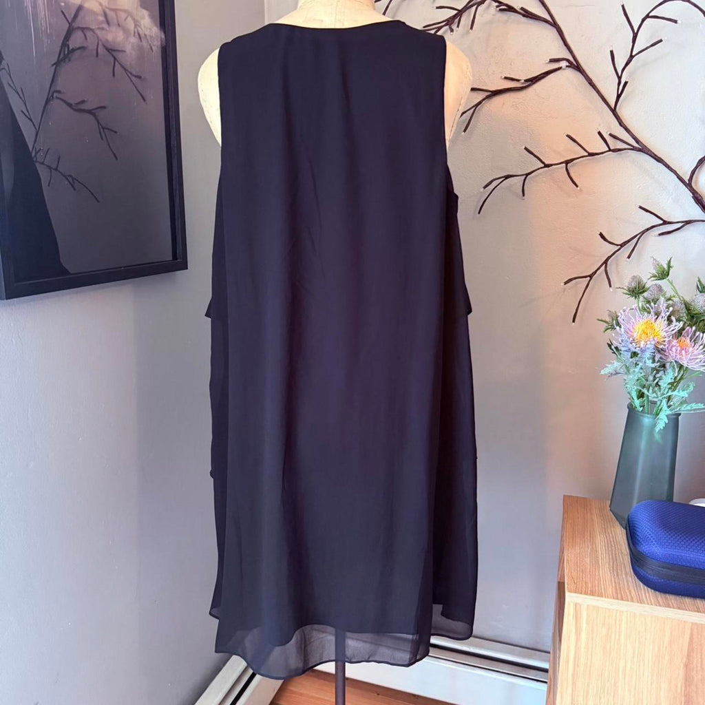 Chiffon Tiered Black Dress