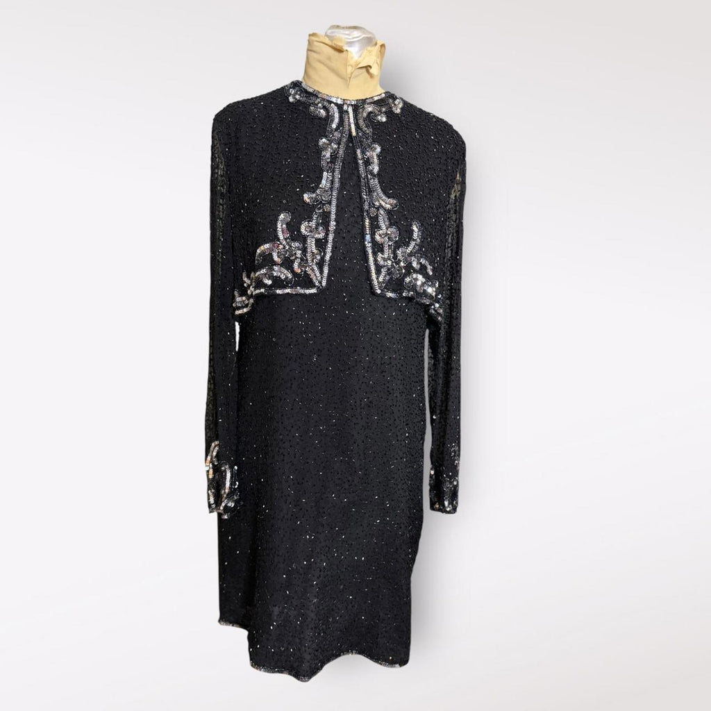 Brilliante Black Silk Embellished Dress