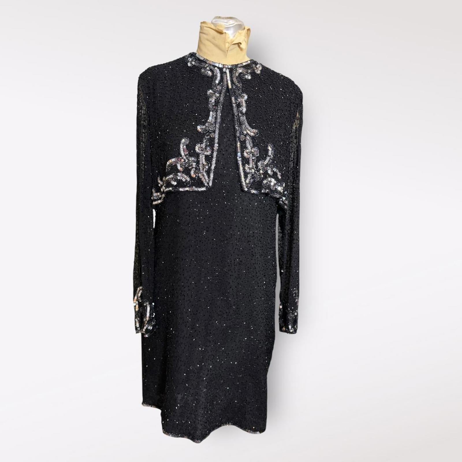 Brilliante Black Silk Embellished Dress