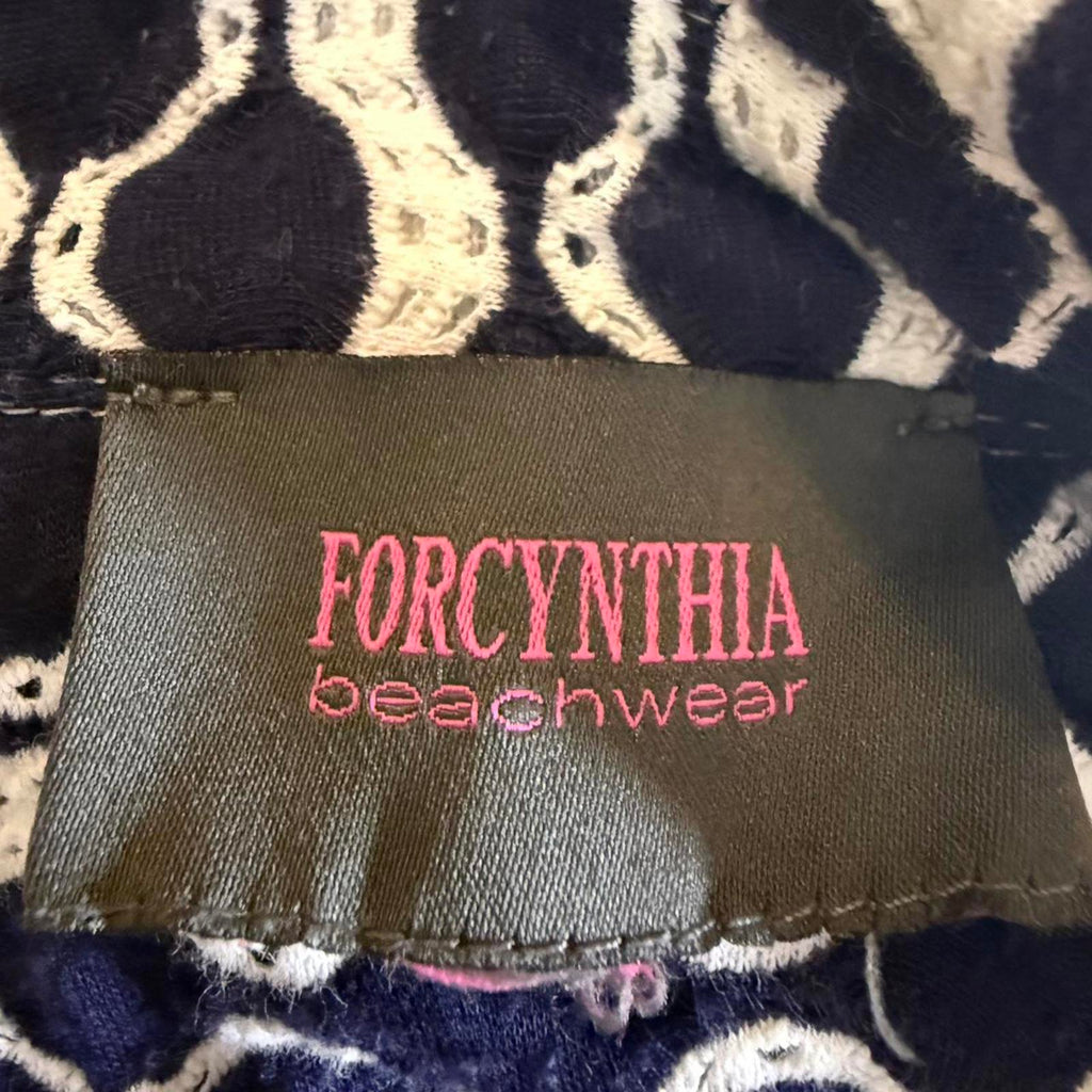 Forcynthia Beachwear Navy and White Long Sleeve Blouse