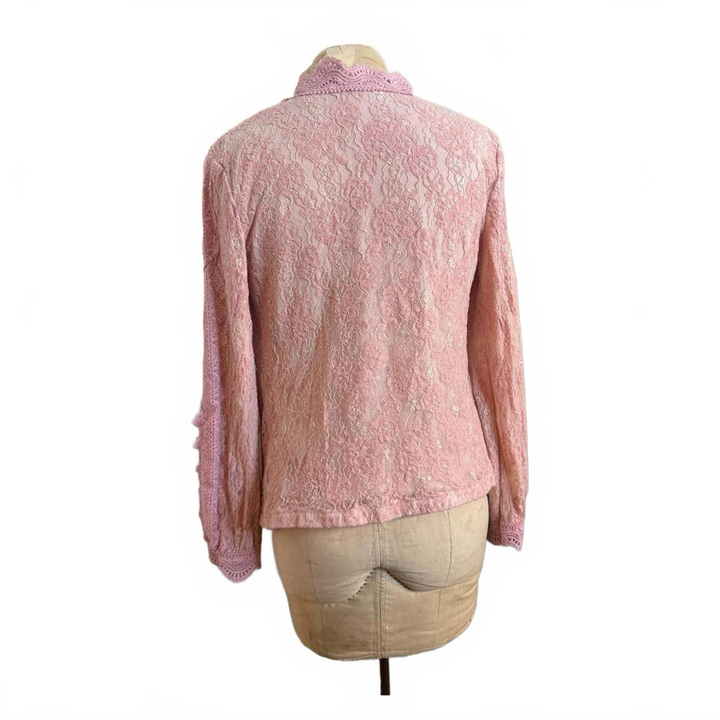Ticosa Pink Lace Button Up Blouse Size M