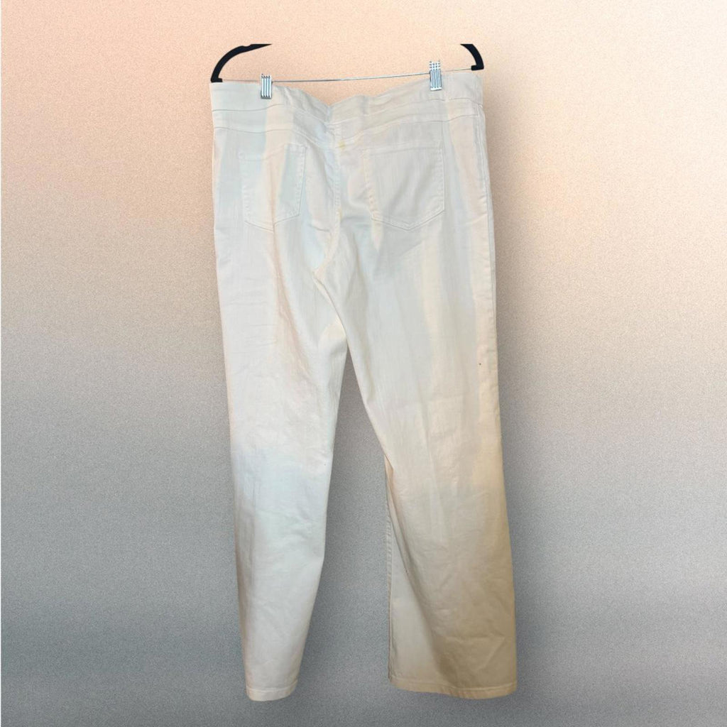 Alfred Dunner White Cotton Wide Leg Trousers Size 12