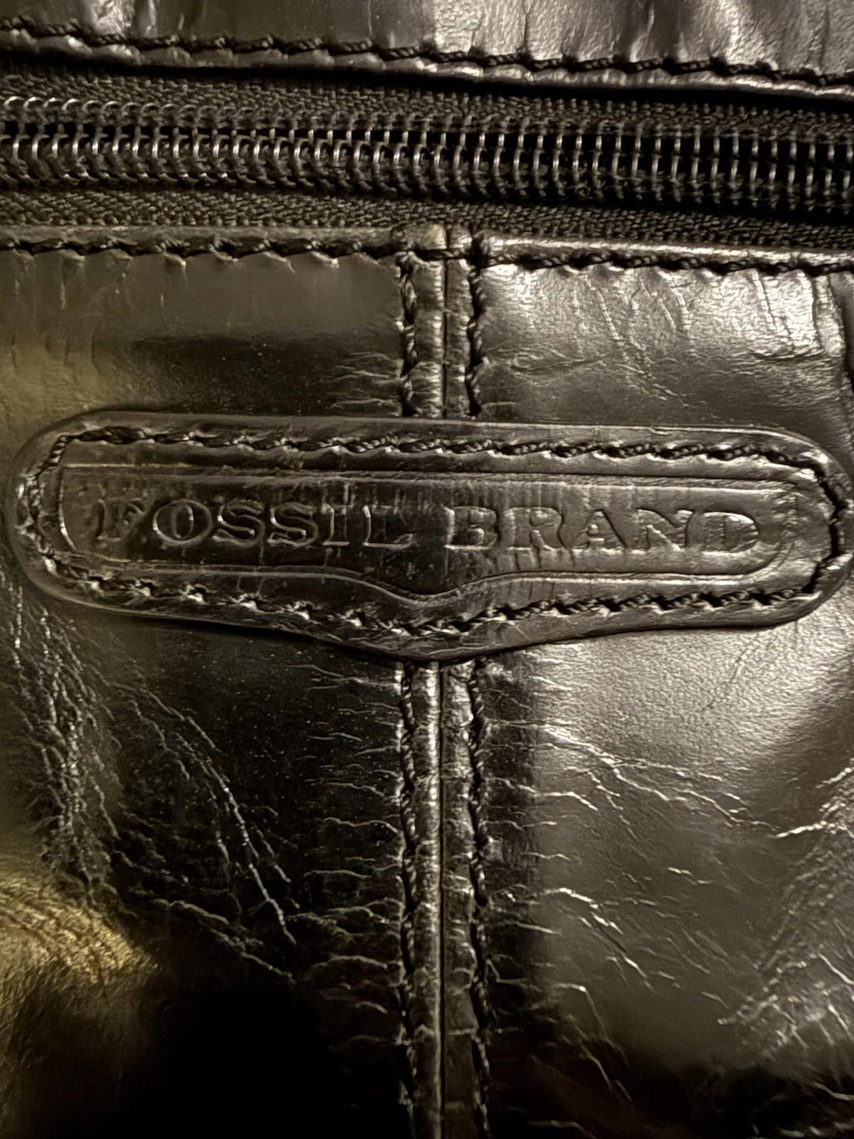 Fossil Vintage Black Leather Briefcase Messenger Computer Laptop Bag