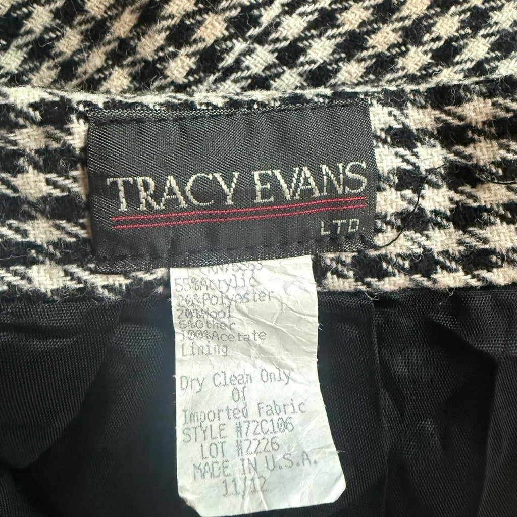Tracy Evans Vintage Black and White Houndstooth Midi Skirt
