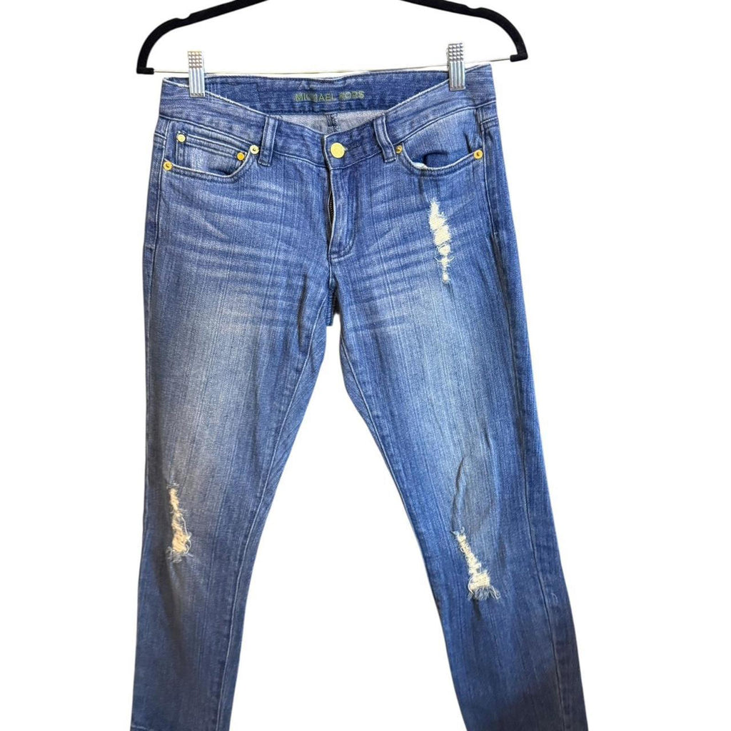 Michael Kors Distressed Straight Leg Jeans Size 0