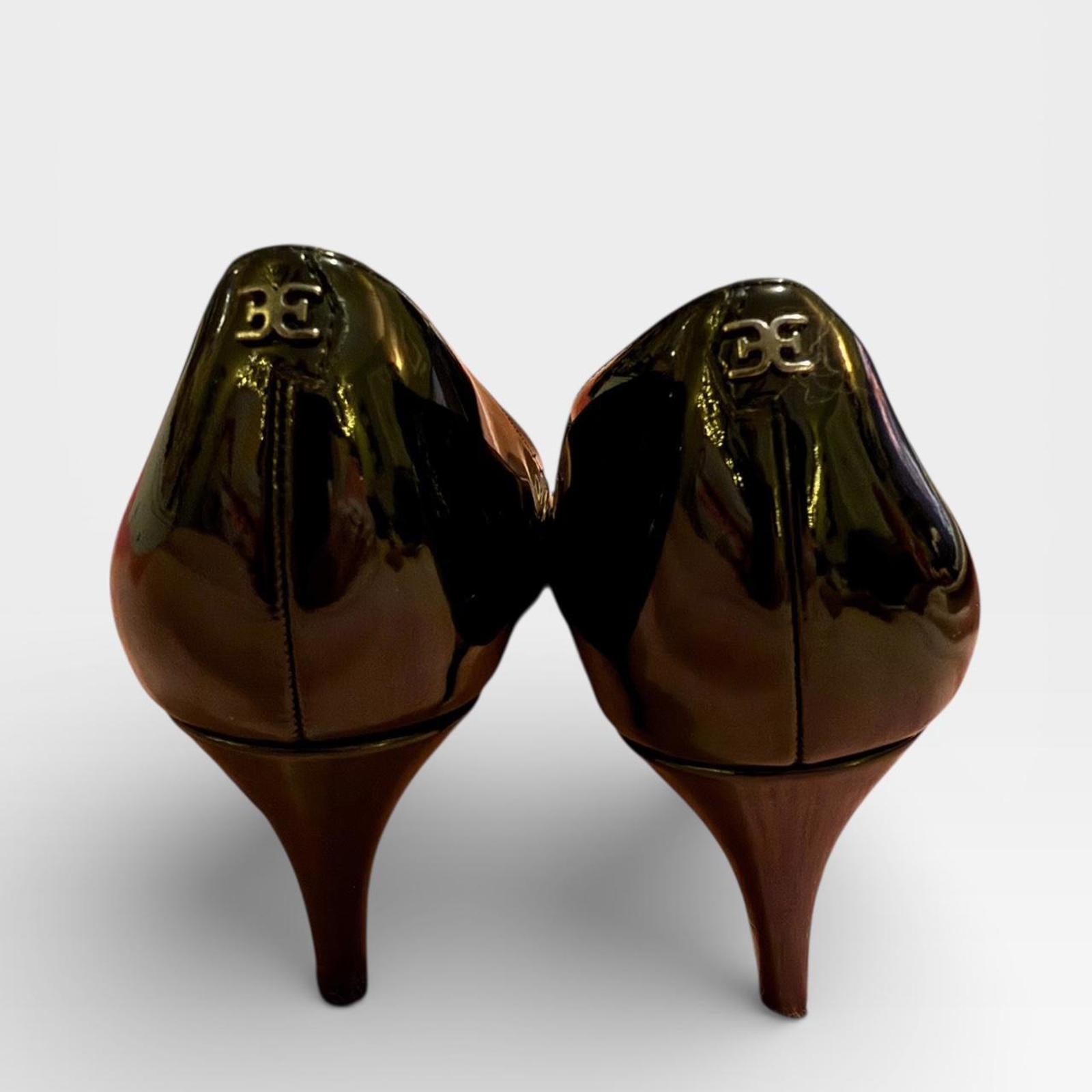 Sam Edelman Black Patent Leather Mid Heel Pumps