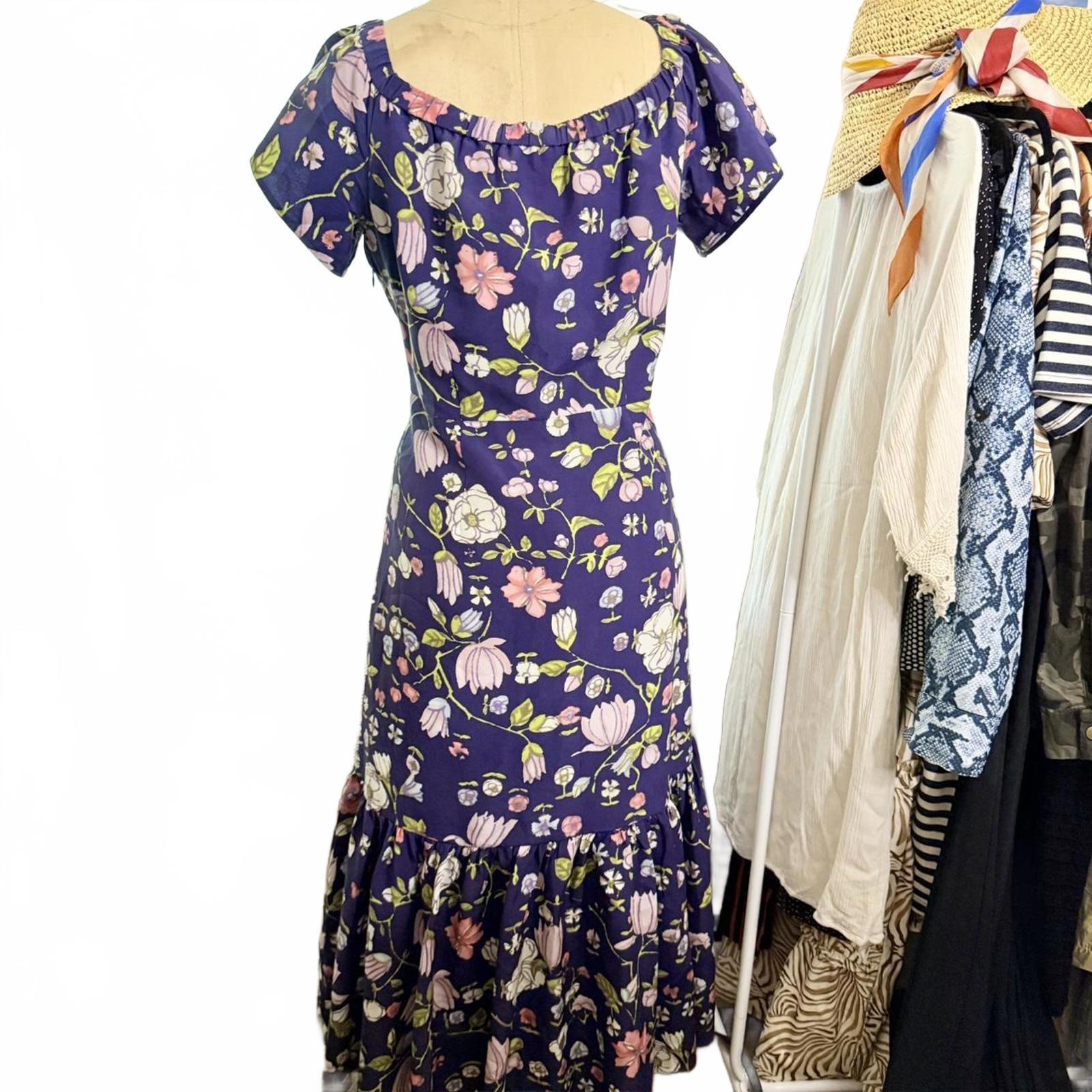 Rebecca Taylor Purple Floral Midi Dress