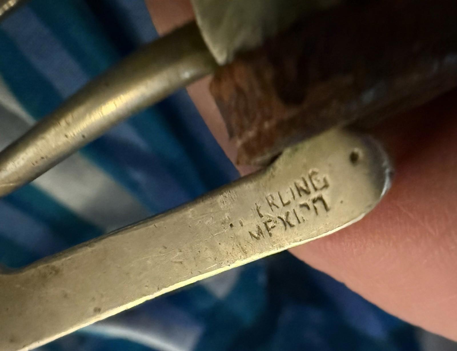 Vintage Tooled Leather Belt Sterling Silver Buckle