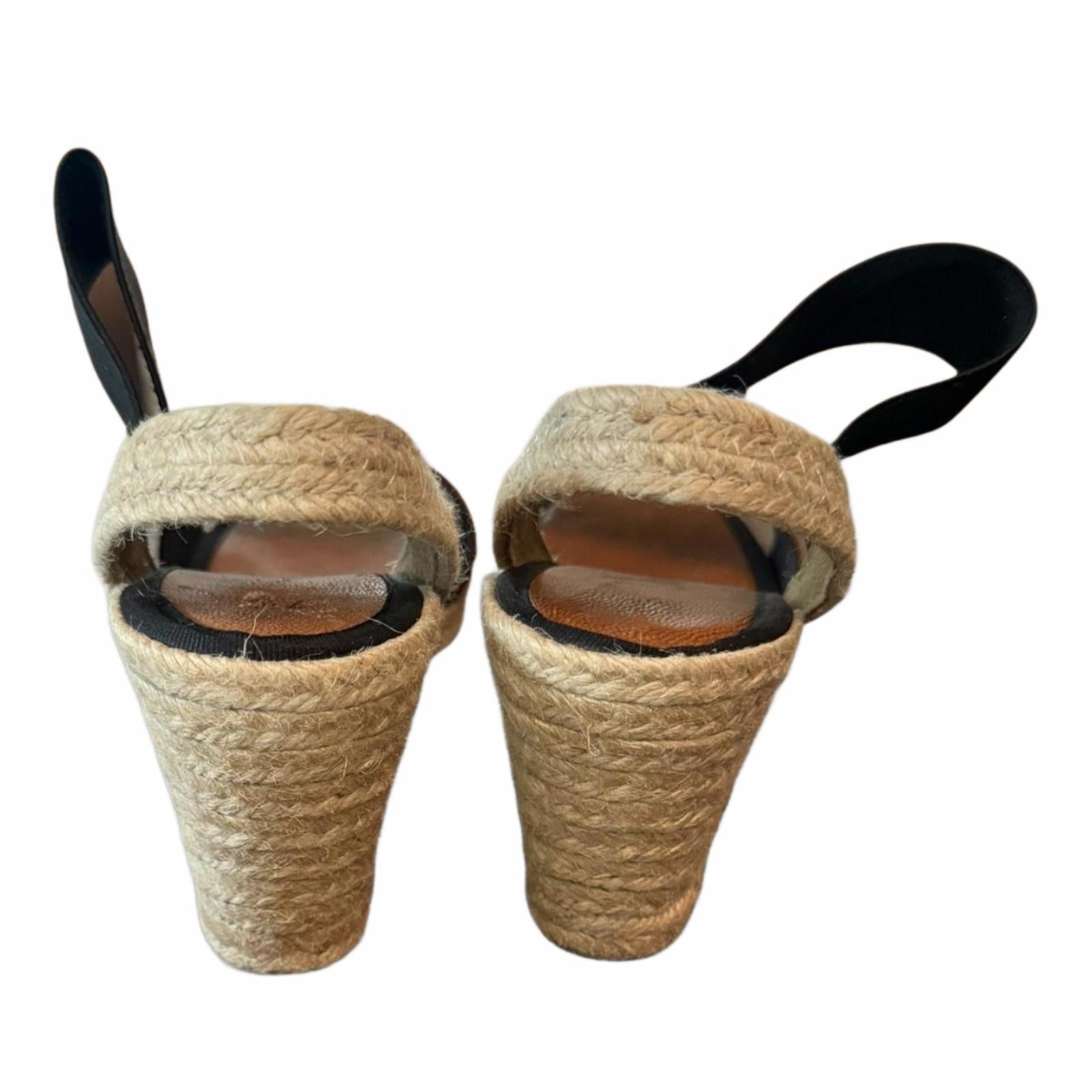 Dalsom Brown and Black Espadrille Wedges Size US 7.5