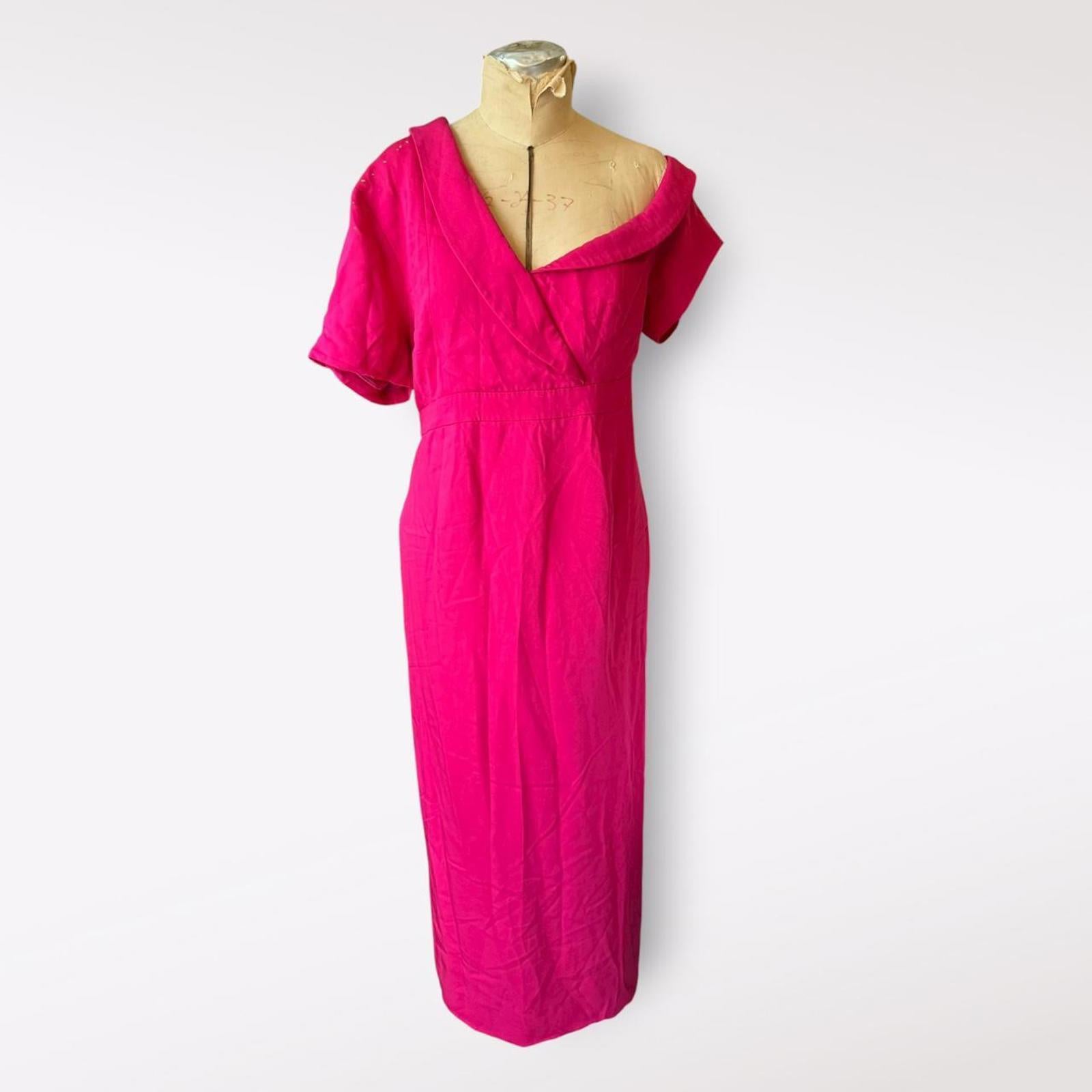 Emilia George Hot Pink Dress with Drop Shoulder