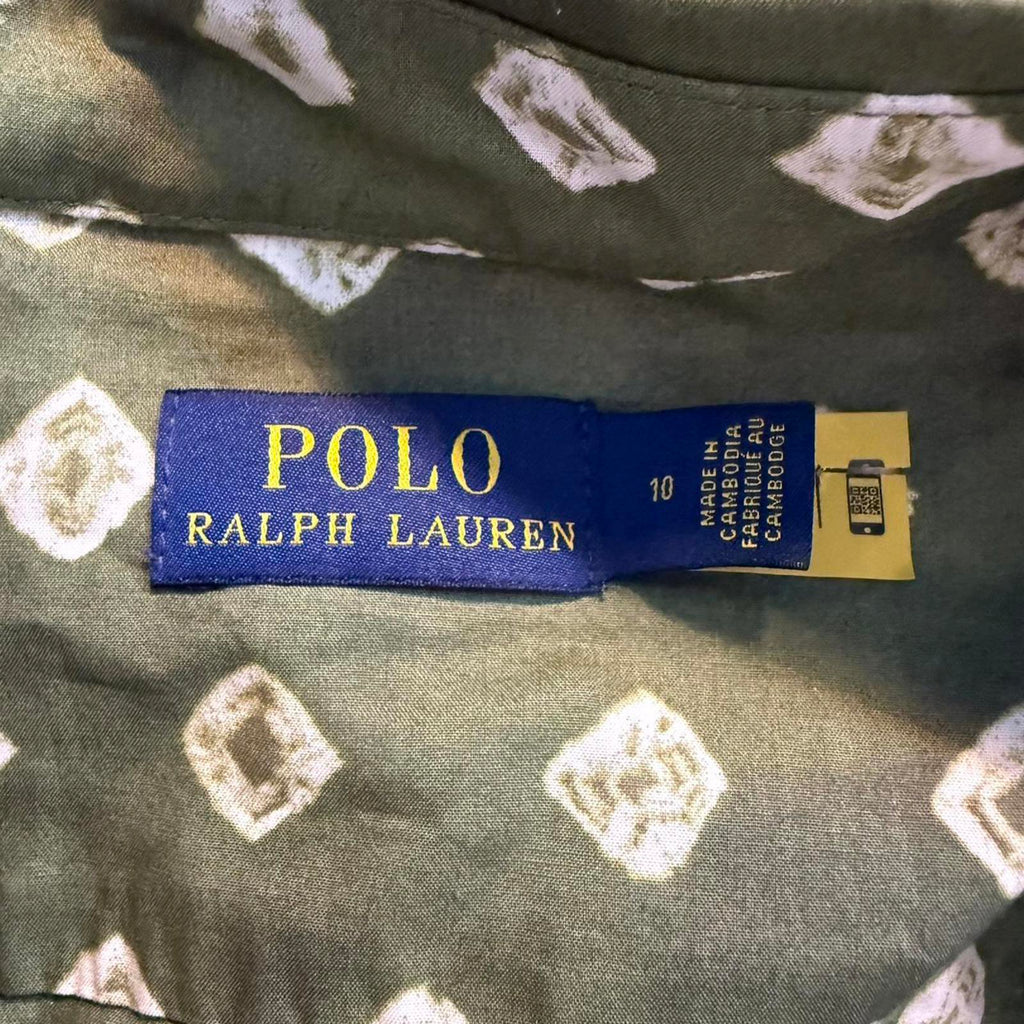 Polo Ralph Lauren Olive Green Printed Long Sleeve Dress