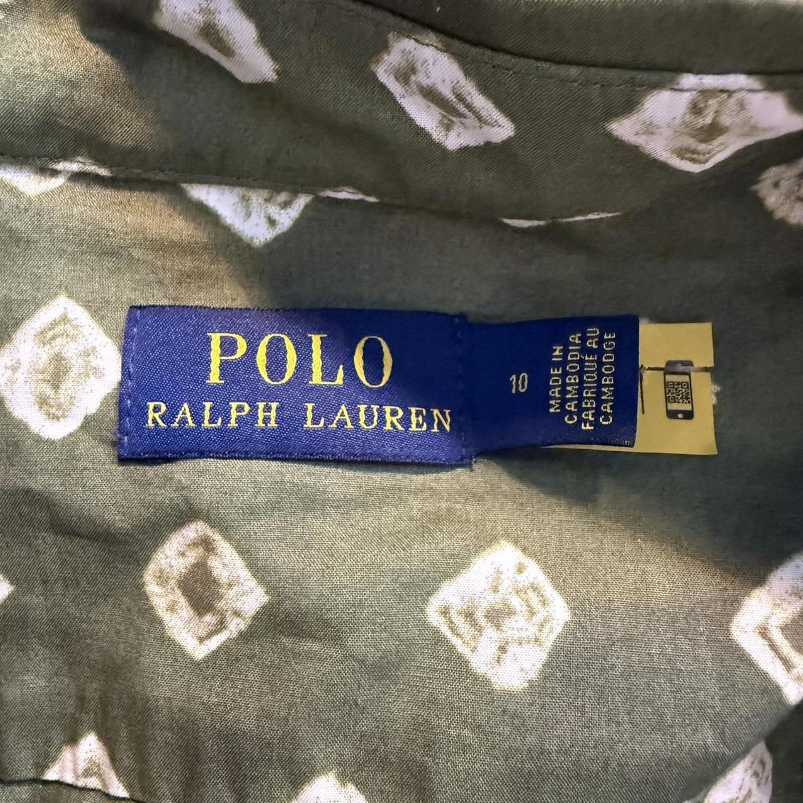 Polo Ralph Lauren Olive Green Printed Long Sleeve Dress
