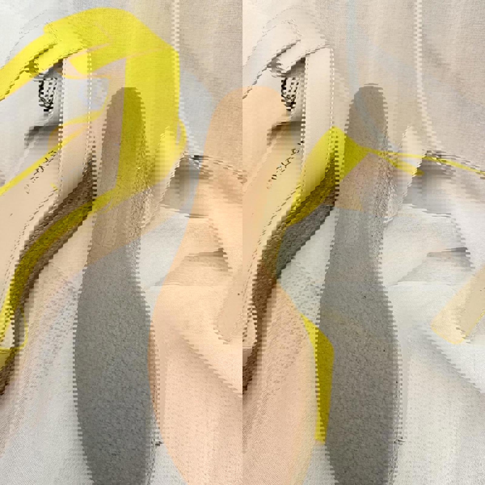 Via Spiga Yellow Leather Wedge Sandals