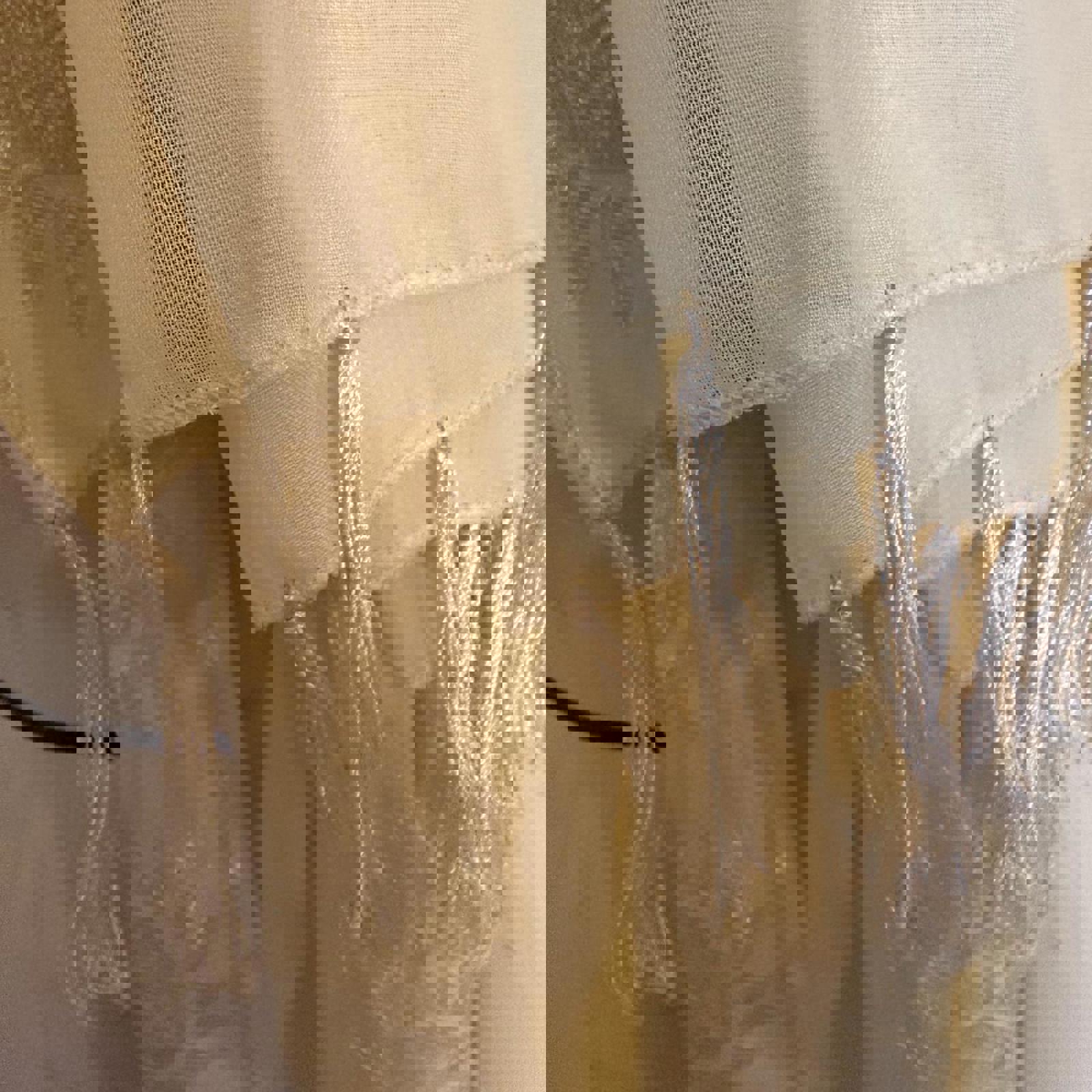 Elegant Cream Embroidered Sun Motif Scarf with Fringe