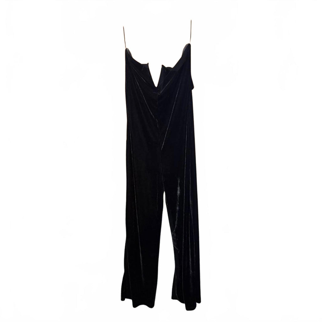 Mango Black Velvet Jumpsuit Size L