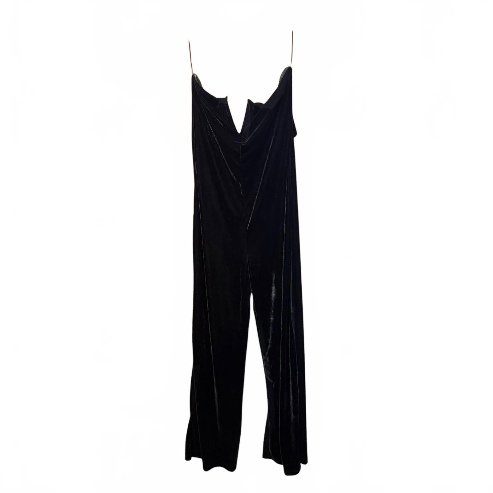 Mango Black Velvet Jumpsuit Size L