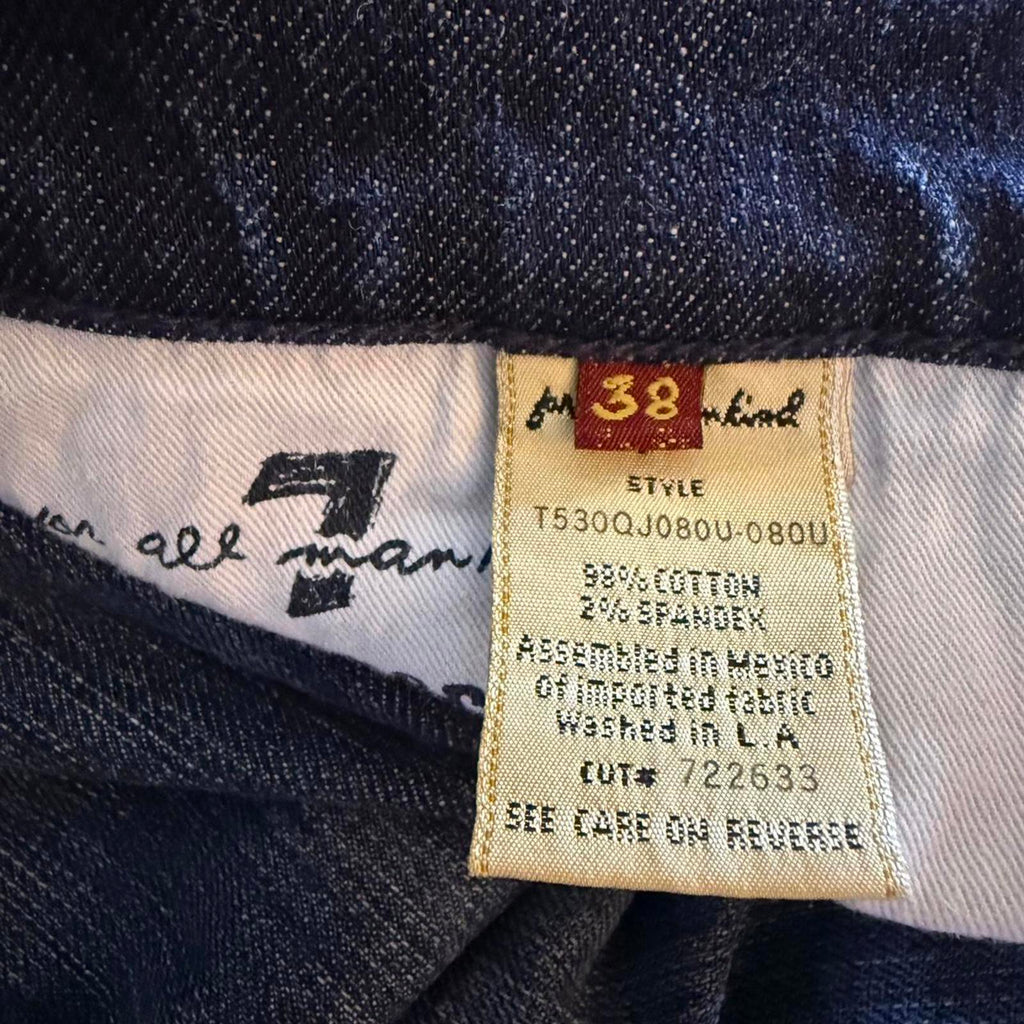 7 For All Mankind Blue Straight Leg Jeans Size 38