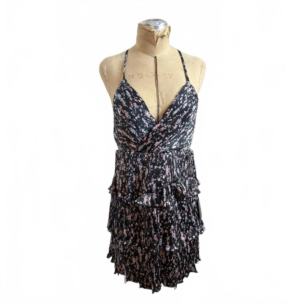 Lulus Women's Black and White Tiered Ruffle Dress Size M