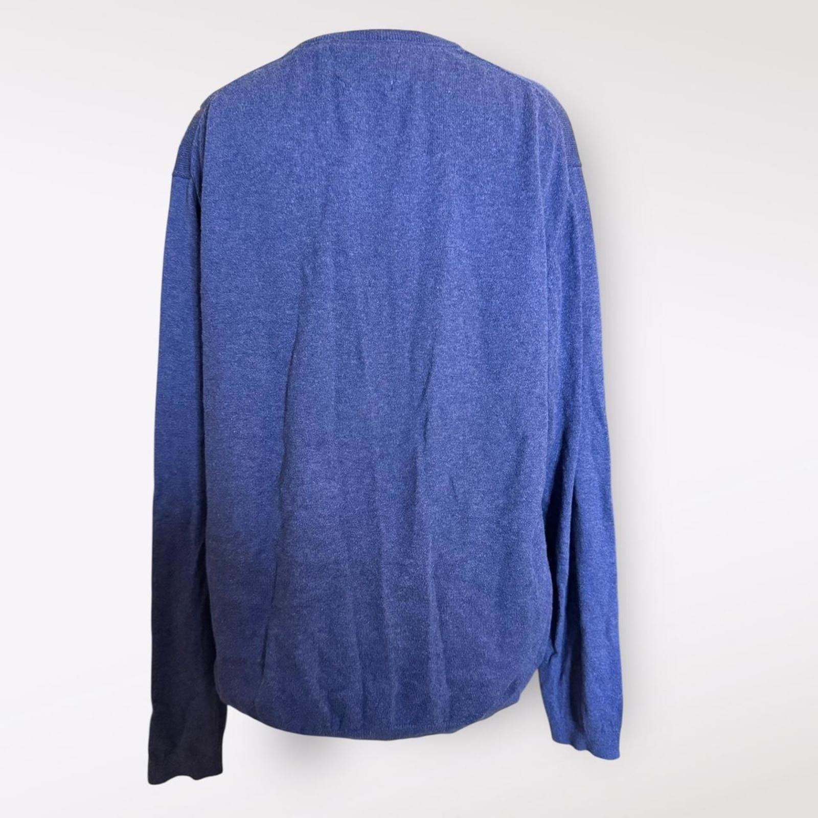 Weatherproof Cashmere/Cotton Blend Bue V-neck Sweater