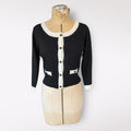 Costa Blanca Black and White Angora Blend Cardigan Sweater