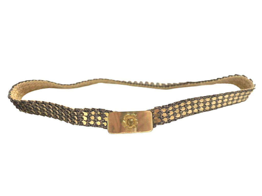 Gold-Tone Floral Detail Metal Stretch Belt