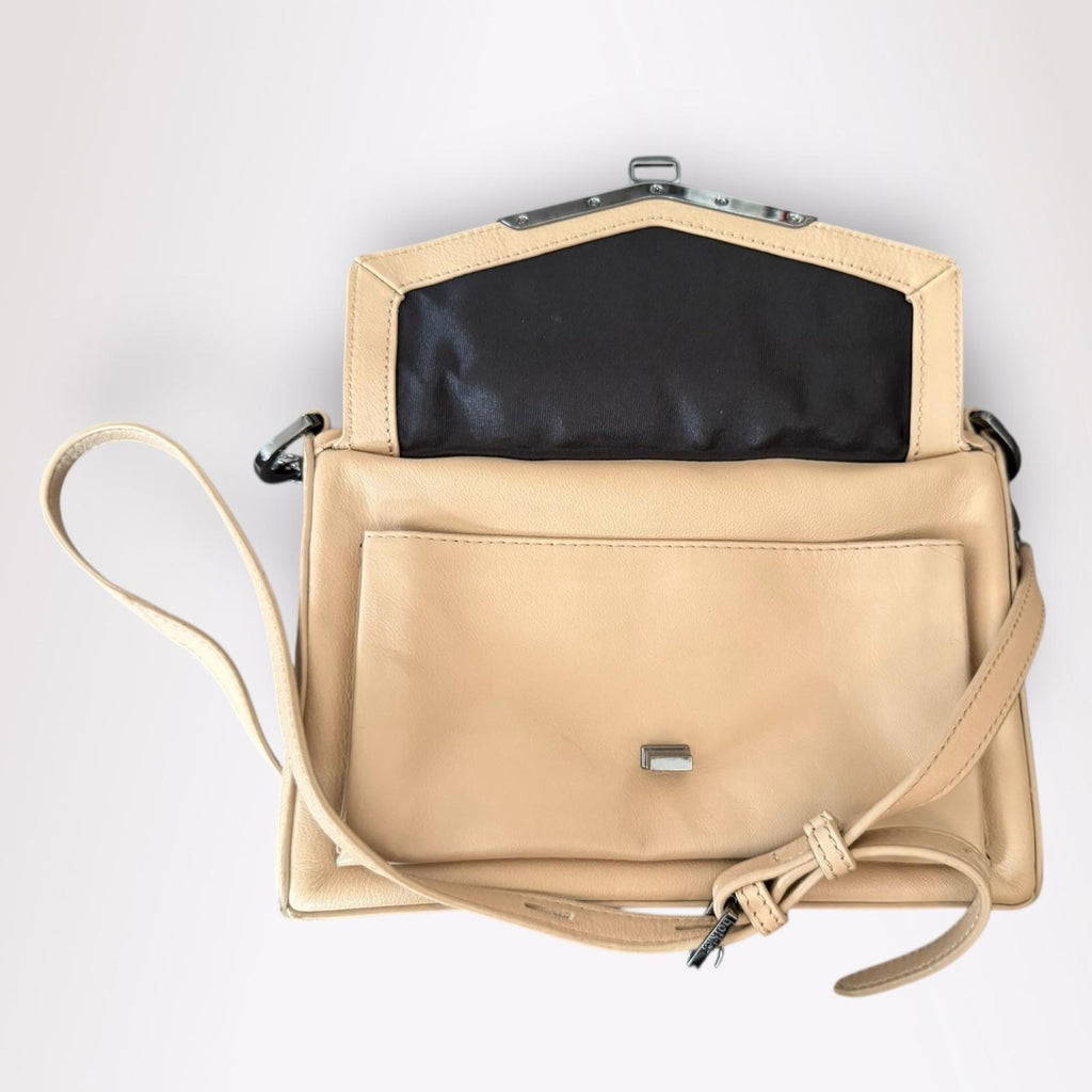 BOTKIER Leather Crossbody Valentina Flap Bag Color Wheat