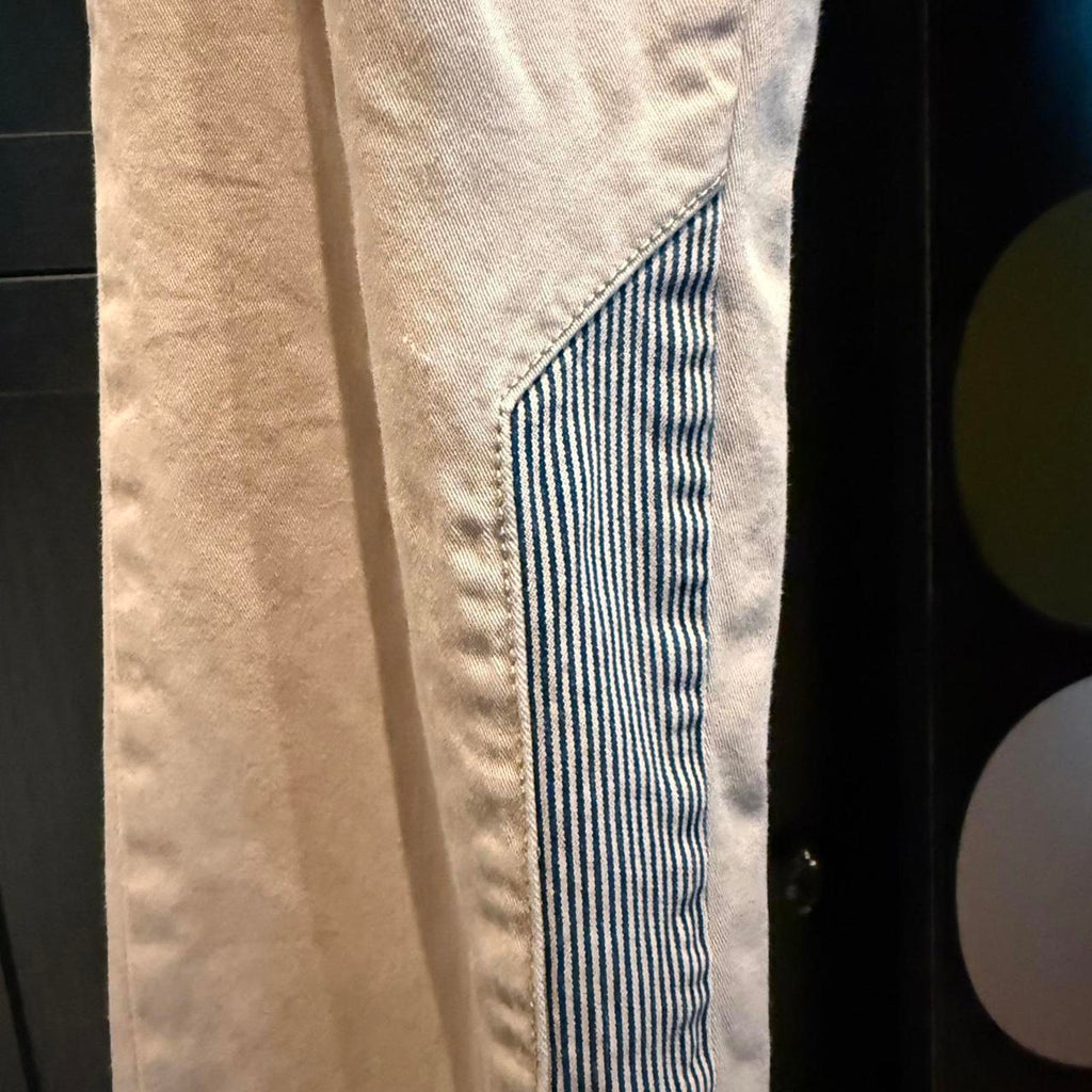 Piloro and the Letterpress Beige Wide Leg Pants with Striped Detail