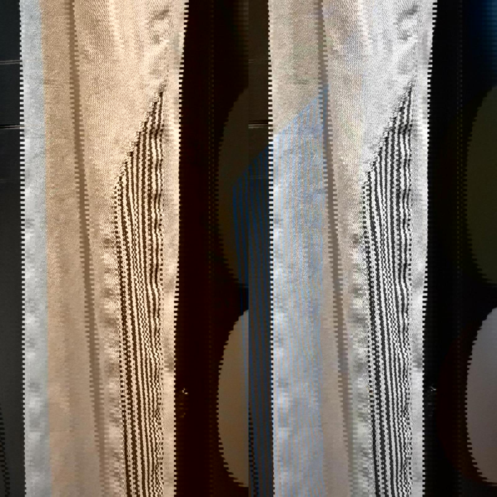 Piloro and the Letterpress Beige Wide Leg Pants with Striped Detail