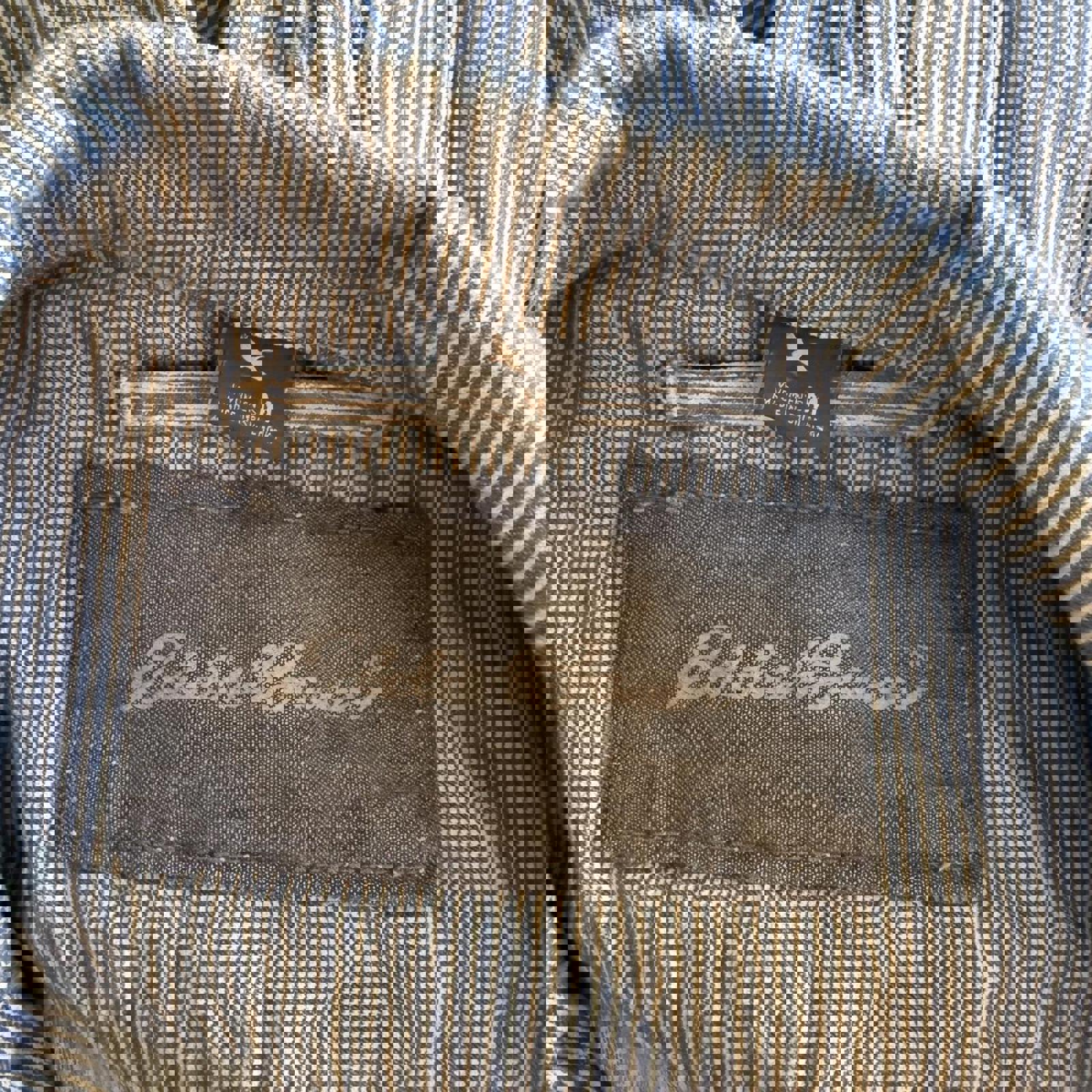 Eddie Bauer Blue and White Striped Denim Jacket